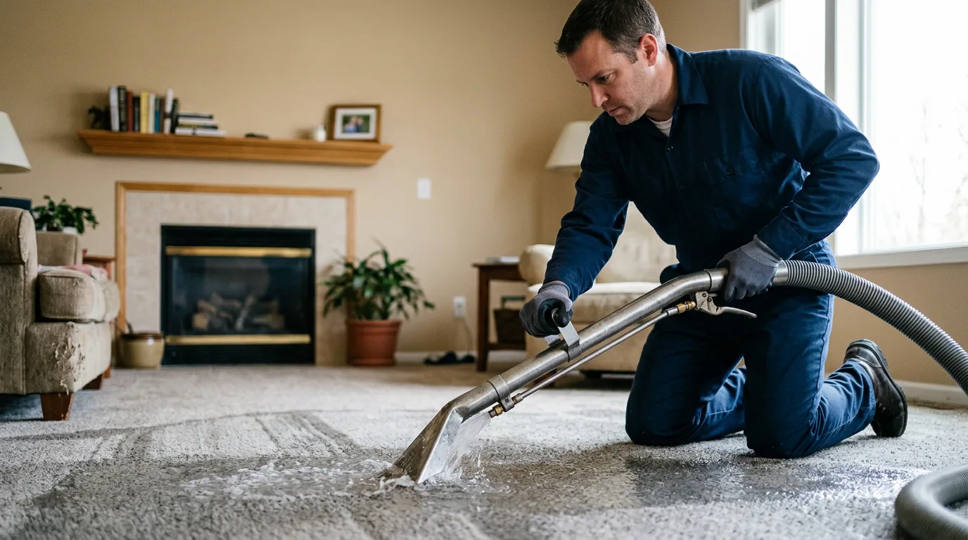 Water damage restoration technician working near Abbottstown, PA